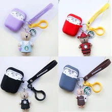 Силиконовый чехол с рисунком медведя для Apple Airpods, чехол для Air Pods, чехол для наушников, защитный чехол, декоративный брелок