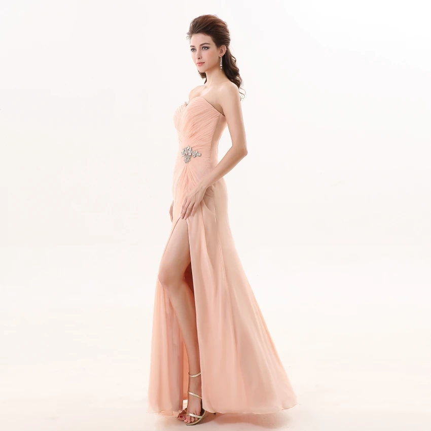 Bridesmaid Dresses 2019 YOUXI BD012 Women's Sweetheart Soft Pink Padded vestidos Chiffon Side Slit Dresses Bridesmaid Dresses 2019 YOUXI BD012 Women's Sweetheart Soft Pink Padded vestidos Chiffon Side Slit Dresses