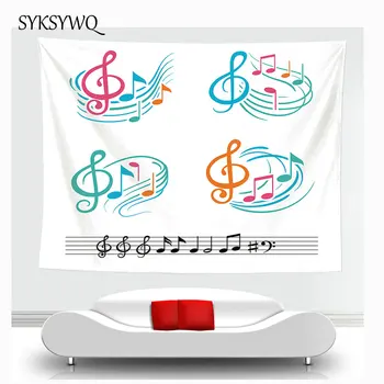 

music note decoracion hippie tapestry white mural wall hanging blanket for dorm room carpet