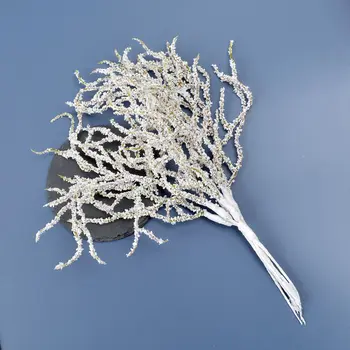 

6pcs simulation white Grass Plant Artificial Flowers for Wedding Christmas Decor DIY scrapbooking accessories fake plants