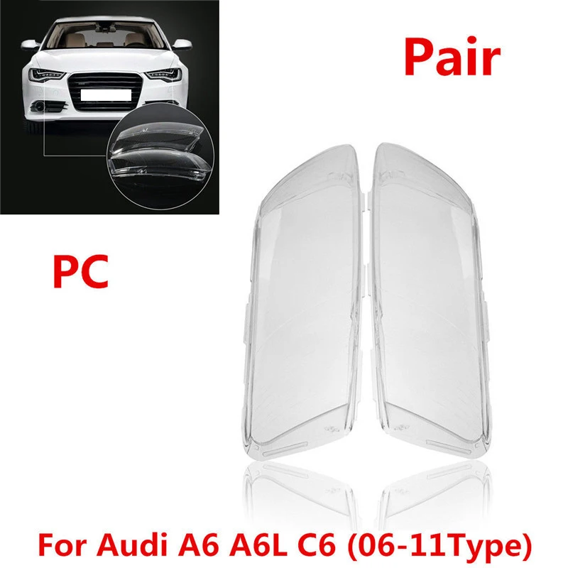 DHBH-1 пара передний левый и правый автомобильный головной светильник лампа объектив светильник крышка для Audi A6 C6 06-11