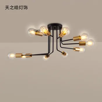 

Nordic modern glass ball black iron branch ceiling light living room restaurant bedroom bar ceiling light lamp