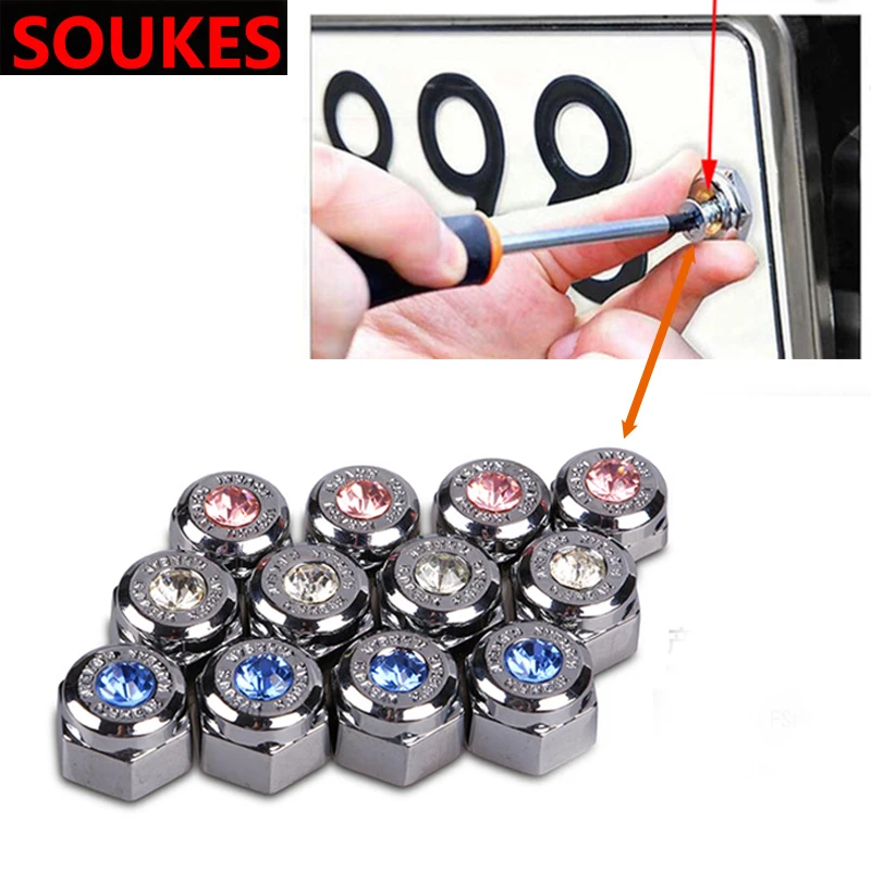 

4pcs Car Grill License Plate Bolts Frame Chrome Screws For Skoda Octavia A5 A7 Kodiaq Superb 2 Rapid Fabia 1 Porsche 911 Cayenne