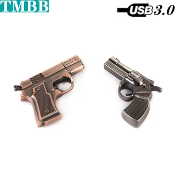 

USB 3.0 Simulation metal Silver copper gun USB flash drive pistol pen drive 8GB 16GB 32GB 64GB 128GB 256GB U disk memory stick