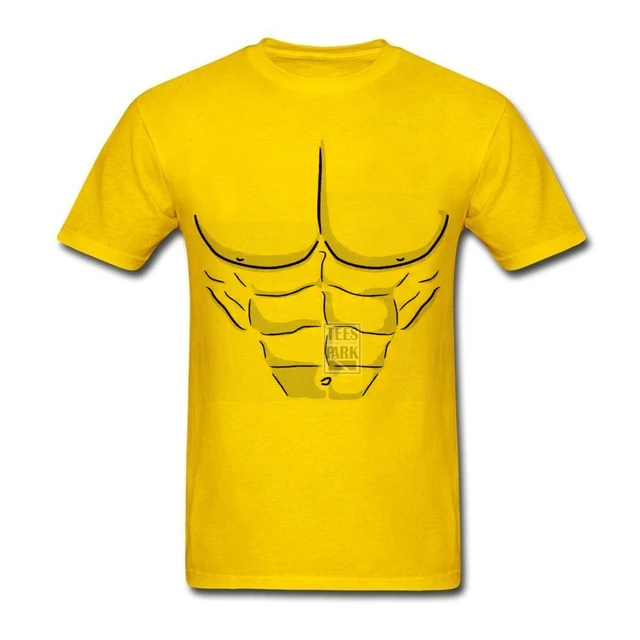 Fake Abs Muscle Mens Bodybuilding Men's Funny T Shirt Short Sleeve