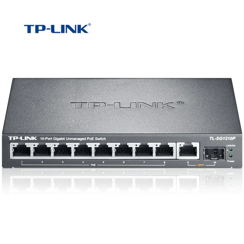 

TP-Link 8 port Gigabit POE Ethernet switch 1 port independent Gigabit SFP Internet switch POE switch (TL-SG1210P)
