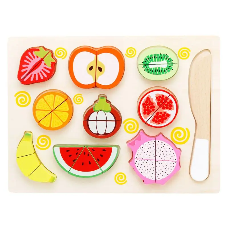 

MWZ Children Pretned Play Toy Magnetic Wooden Cutting Fruit Vegetable Simulation Food Pretend Kid Educational Game Toys Gift,