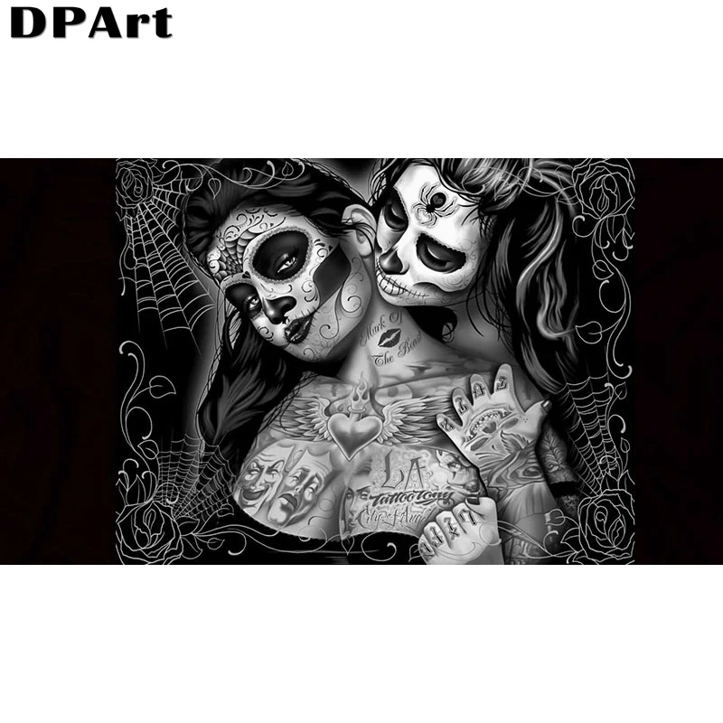 

Diamond Painting Full Square/Round Drill Two Skeletal Dark Women 5D Daimond Embroidery Painting Cross Stitch Kit Rhinestone Y409