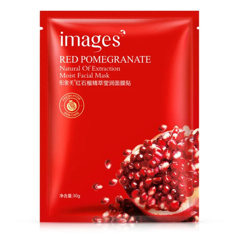 10pcs Images Red pomegranate mask face mask plant extract hydrating