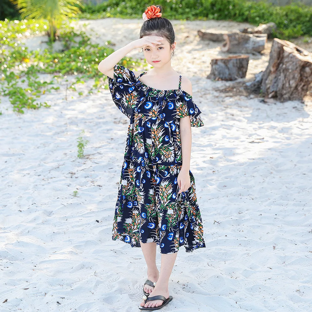 Girls Summer Floral Dress in Beach Holiday Long Dresses for girl 12