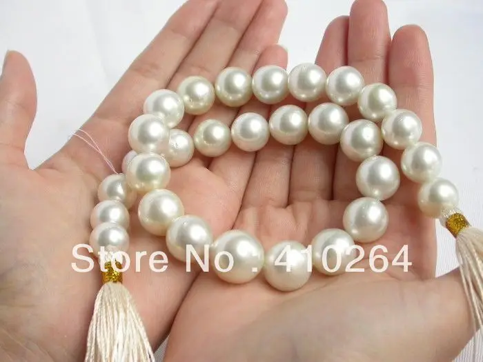 $ Wholesale_jewelry_wig бесплатная доставка 17 мм белый Южно-морской жемчуг ожерелье 14K