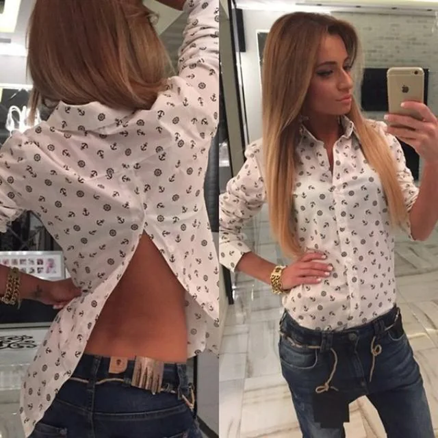 Mujer camisas blusas 2016 estilo marinero del ancla