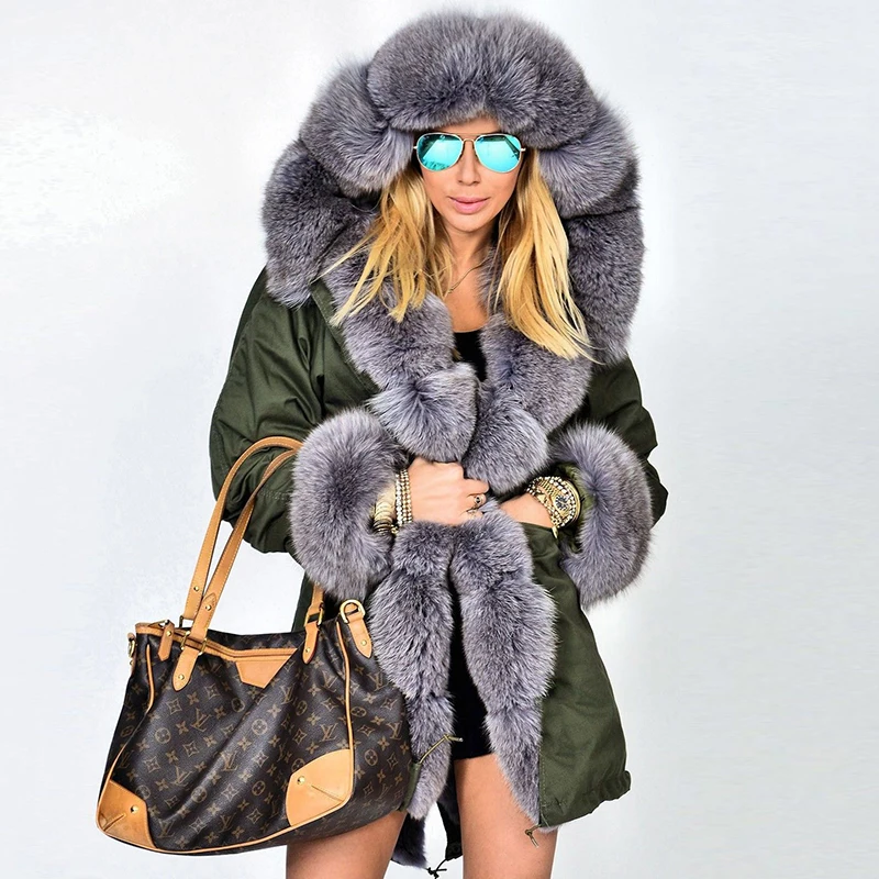 Manteau Femme Femmes De Grey black Black Coat Manteaux Burgundy black green Naturelle Pink Beige Hiver Chaud Pink Grand Green black Col camo Renard Avec green Réel Veste Fourrure Véritable 8SrqErx
