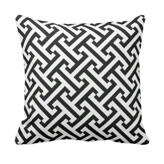 Nordic Greek Geometric Pattern Throw Pillow Case Black and White Velvet Cushion Cover Trendy Soft Couch Sofa Home Decoration 18&quot | Дом и