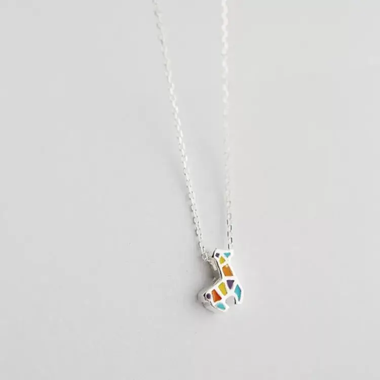 

New silver colorful elk necklace short clavicle chain fashion wild jewelry LS308