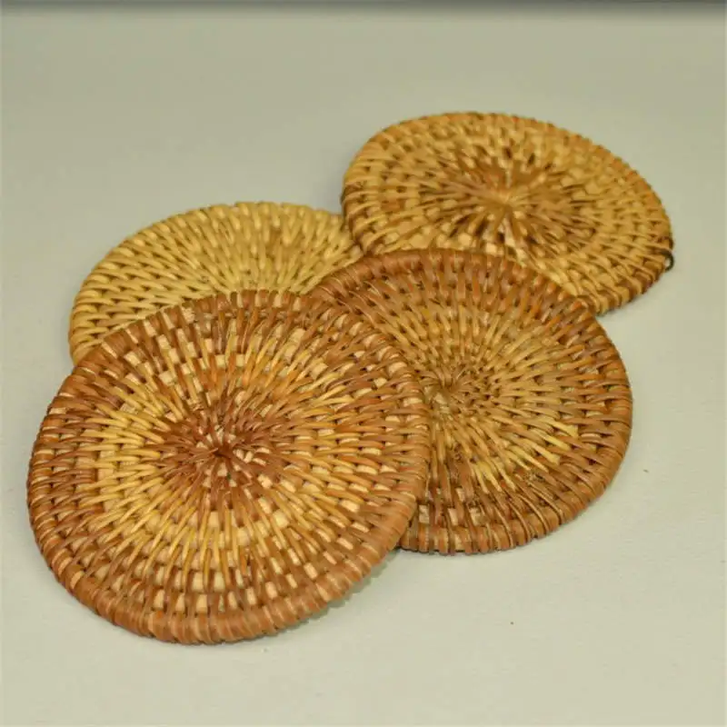 

DoreenBeads 1PC Vietnam Style Handmade Rattan Table Mat Round Tea Cup Holder Heat Insulation Bowl Dish Plate Pad 8cm/10cm Dia.