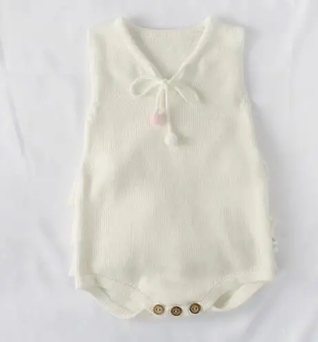 Детские комбинезоны для новорожденных вязаная одежда для малышей с рюшами для маленьких девочек ползунки из хлопка и шерсти платье принцессы, комбинезон для новорожденных, одежда для девочек - Цвет: 82027 white romper