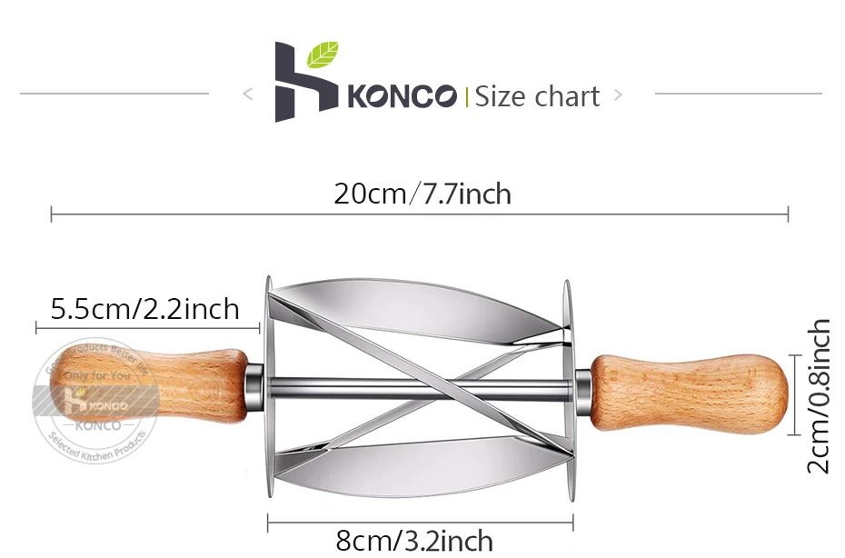 Konco Upspirit рулонный резак из нержавеющей стали для изготовления Круассанов хлебное колесо тесто Кондитерская деревянная ручка ножа Нож для выпечки