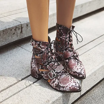 

2019 New Women Gladiator Sandals Pointed Toe Ankle Boots Summer Bootie Gothic Buckle Thick Sole Platofrm Square High Heels Shoes