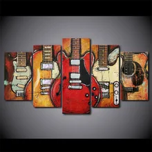 

5 piece canvas art home decor posters prints Blue guitar canvas painting wall pictures for living room horse framed wall art