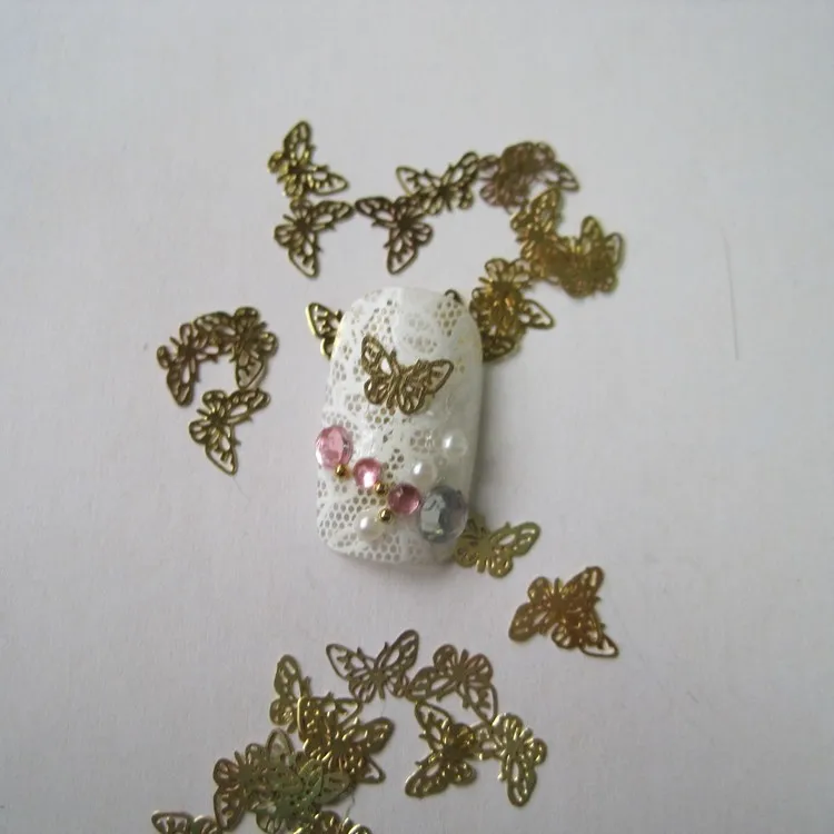 MS41 100 шт. цвета: золотистый, с милой бабочкой; деко Металлизированное украшение для ногтей Стикеры нейл-арта украшения Non-наклейка
