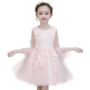 

2019 Baby Girl Mesh Floral Tutu Princess Dress Kids Dresses For Girls Wedding Birthday Party Toddler Girl Clothing Vestidos L307