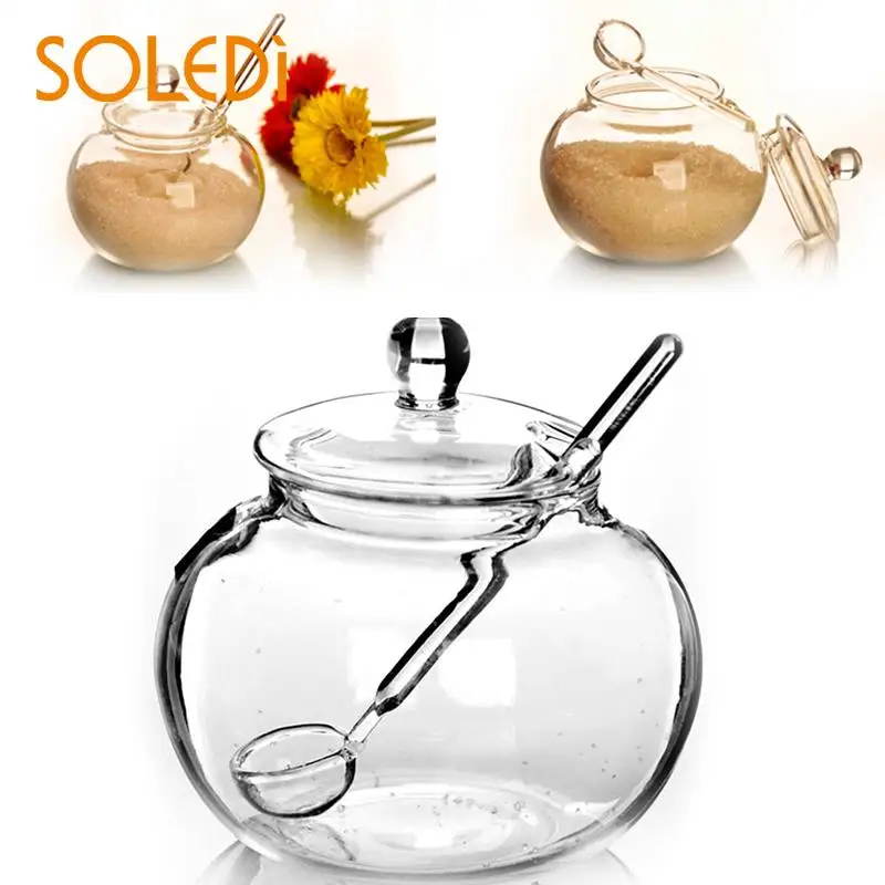 

SOLEDI Household 250ml Glass Jar Candy Spice Home Sugar Bowl Saleros De Cocina