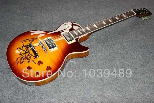Cheap Wholesale new arrival Slash guitar LP Traditional Electric Guitar orange tansparent Sunburst with zebra pick ups
