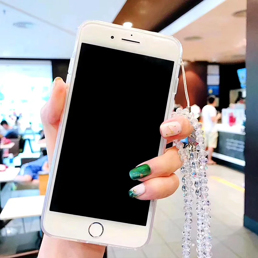 PINK LIPS Luxury Glitter Quicksand Peach blossom Case For iphone  XR X XS Max 6 6S 7 8 Plus Flower Liquid Case With Crystal rope (8)