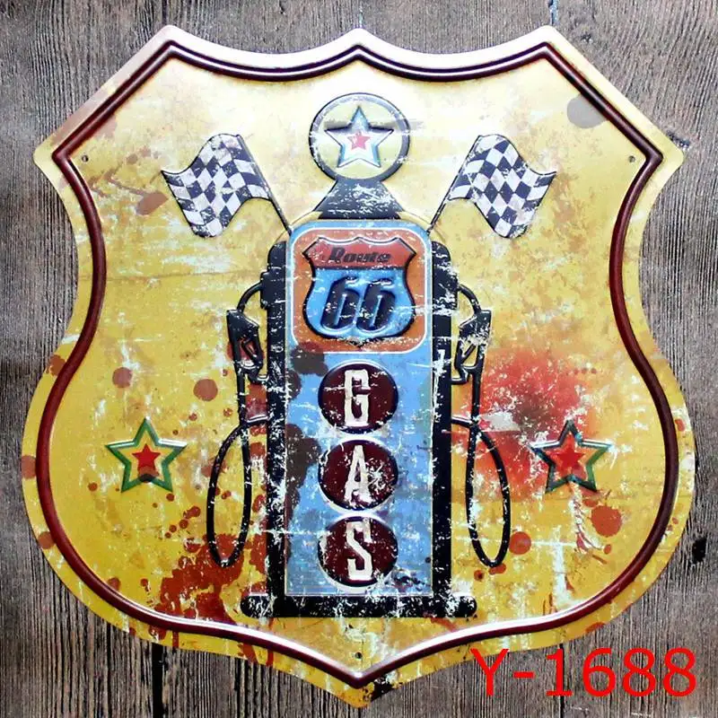 Металлический знак в форме щита Route 66 Оловянная кафе паб Клубная галерея