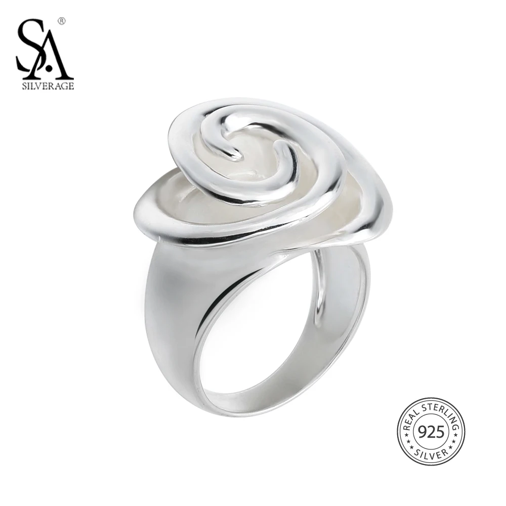 

SA SILVERAGE Real 925 Sterling Silver flower rings for women wedding gift anel feminino silver 925 jewelry