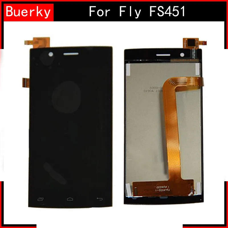 BKparts 5 шт. ЖК-дисплей для Fly FS451 Nimbus 1 Полный ЖК-дисплей с сенсорным экраном дигитайзер стеклянная панель в сборе Замена