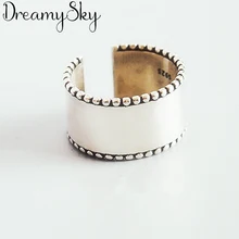 Богемное модное 925 пробы Серебряное большое гладкое античное кольцо для женщин девушек большое кольцо ювелирные изделия для невесты joyas de plata