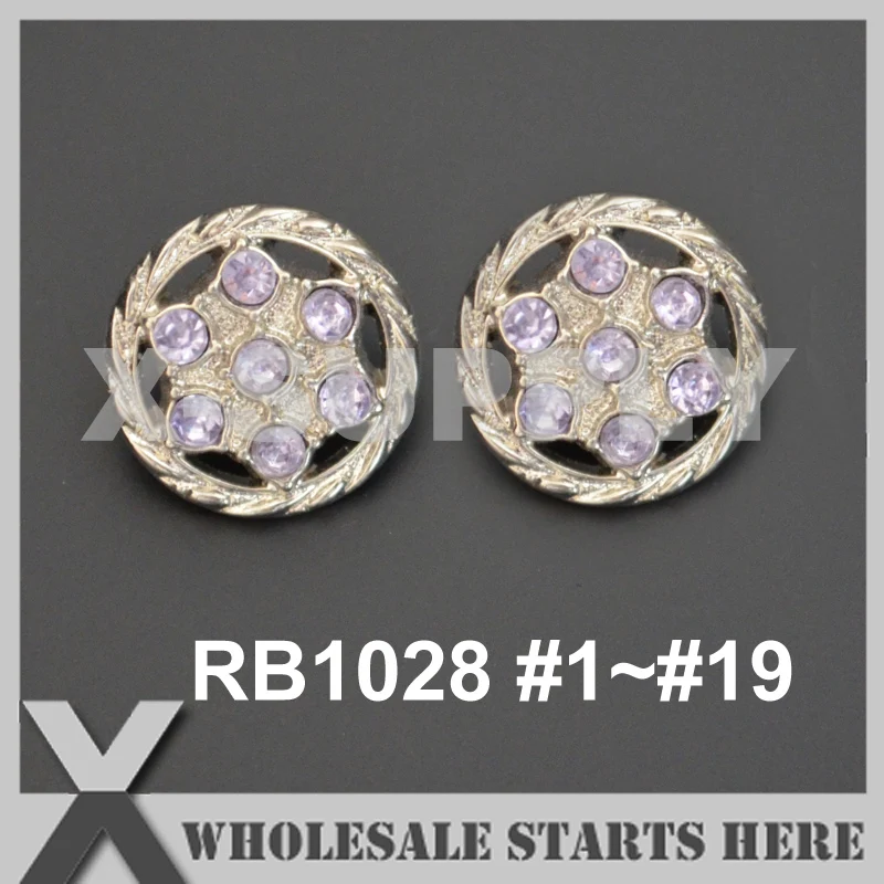 

Color Option: RB1028 #1~#19 Round Rhinestone Button in Silver Base For Baby Headband and Flower Center