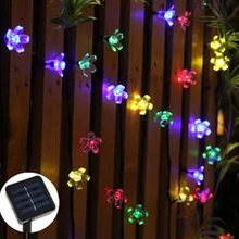 7 м 50 светодиоды Цветок персика Солнечный открытый светодиодные сад супер яркий светодиодный Рождество Освещение Лампы для мотоциклов Солнечный свет строка огни