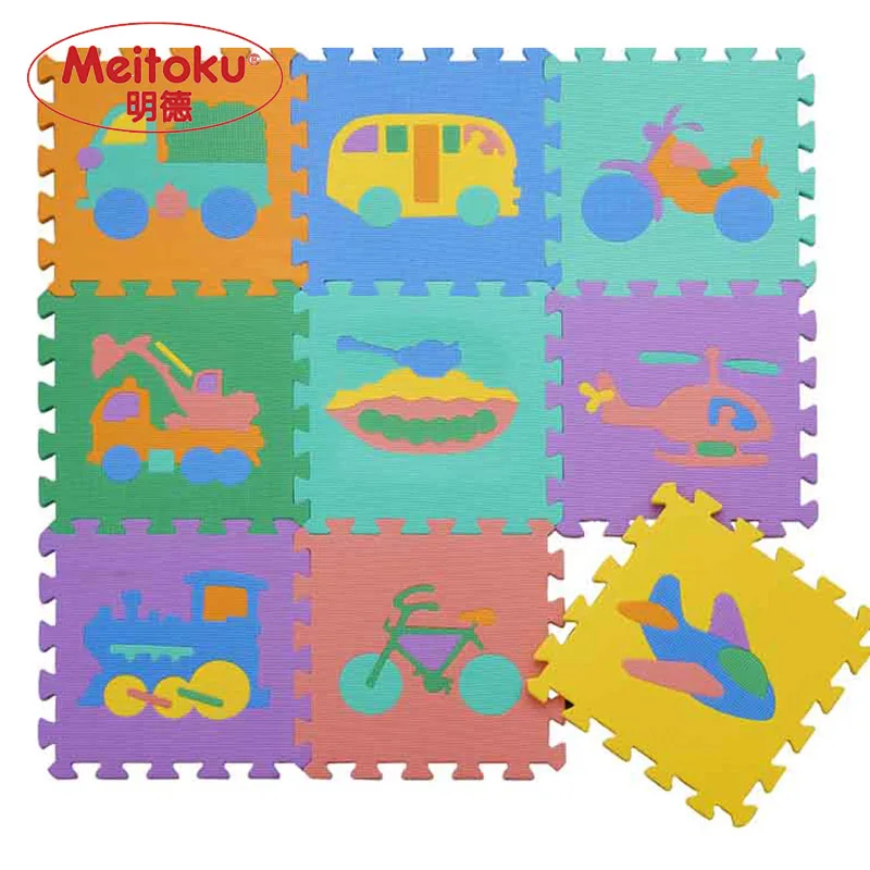 

Meitoku baby EVA foam play Puzzle mat / Interlocking Transportation floor mat,Each 32cmX32cm=12"X12" 1cm Thick