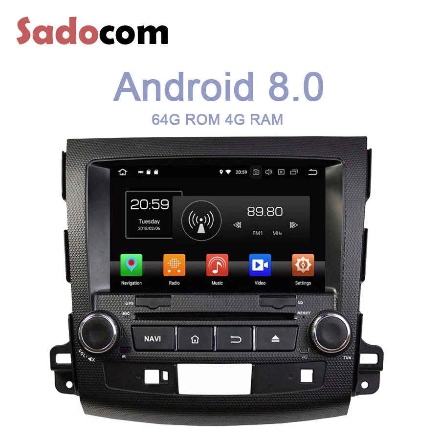 Android 8 0 4 Гб ОЗУ ядер 64 ПЗУ для MITSUBISHI Outlander 2006 2012 автомобильный dvd плеер GPS карта RDS