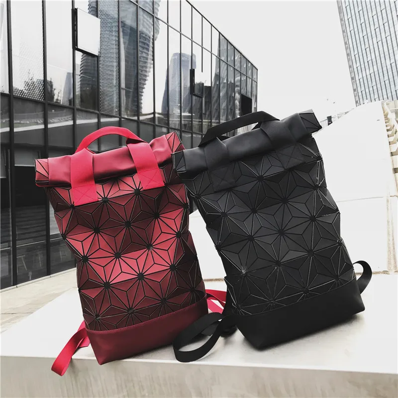 

PU Double shoulder Backpack,Men and women casual bag,14"Computer Backbag,Student schloolbag,Sports fashion geometric backpack