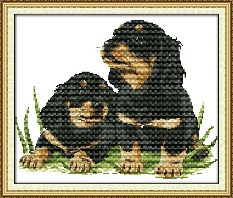 Набор для вышивки крестиком две собаки (3) 18/14/11 шт.|handmade needlework|embroidery diycross stitch kits |