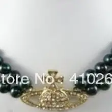 Wholesale_jewelry_wig$ Кристалл кулон 2 Орбита 6~ 7 мм Черный Жемчужное Ожерелье