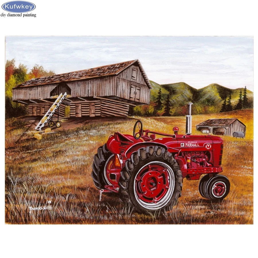 5d Diy Diamond Painting Tractor Farm Landscape Diamond Full Square 5d Diy Diamond Painting Tractor Farm Landscape Diamond Full Square