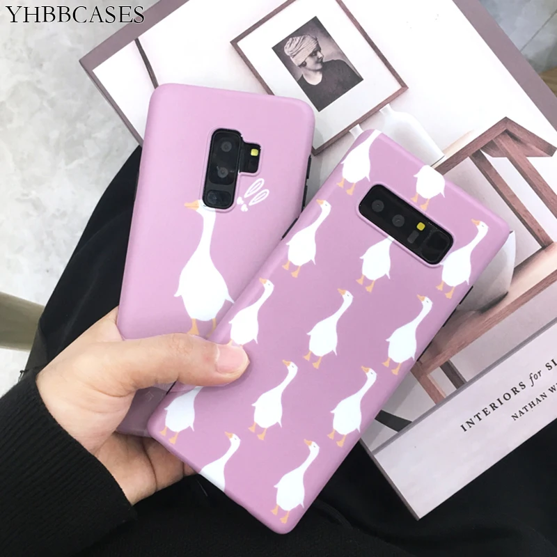 

YHBBCASES Cartoon Cute Duckling Soft Cases For Samsung Galaxy S8 S9 Plus Funny Animal Purple Phone Cover For Samsung Note 8 9