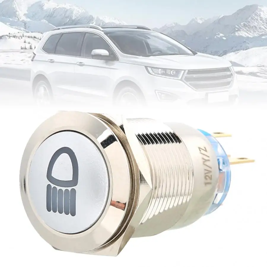 

19mm Metal Push Button Switch Car Ring LED 12V Light Push Button Switch 5 Pin Latching Locking Switch NO NC