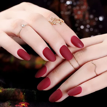 

24pcs Oval Fake Nails Matte Rounded Artificia Plastic Finger Nails Fake Red Short False Nail Tips Clear Nep Nagels