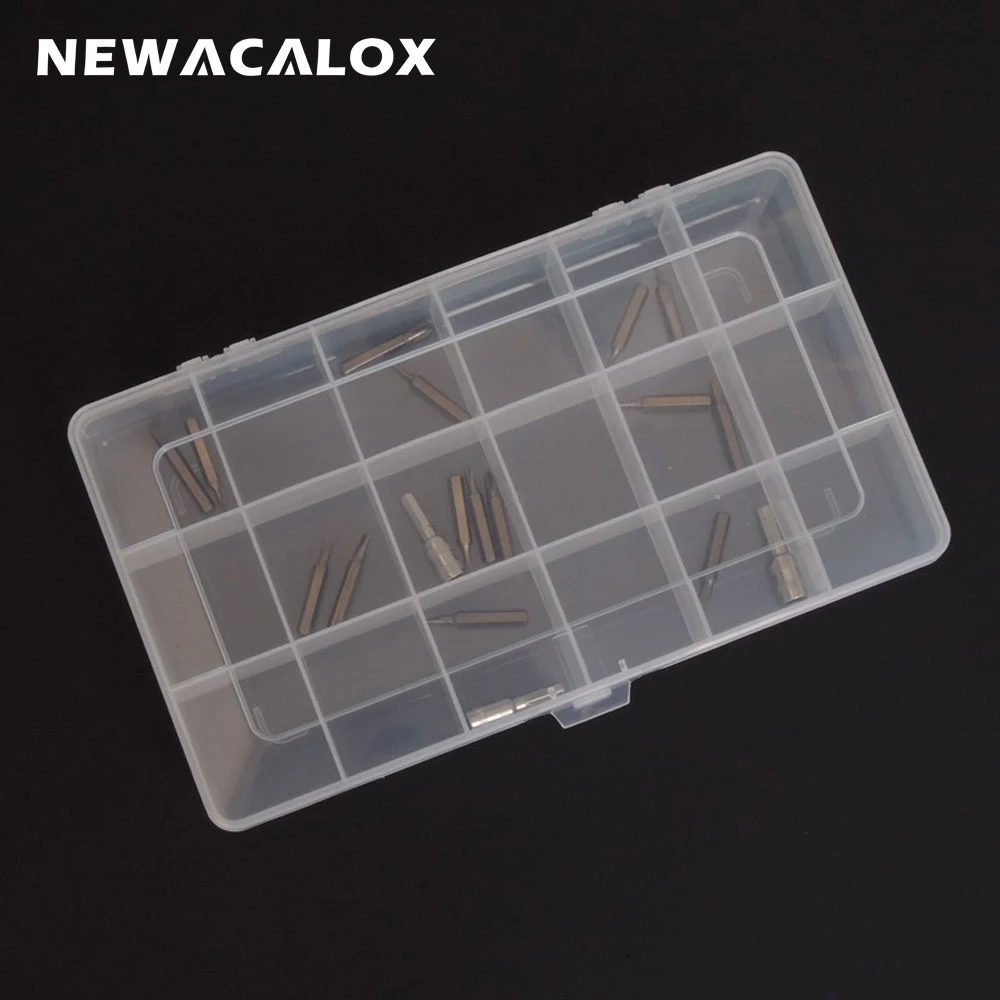 Caja de herramientas de plástico NEWACALOX caja de almacenamiento de componentes electrónicos transparente caja de Metal SMD piezas de tornillo herramienta de bricolaje