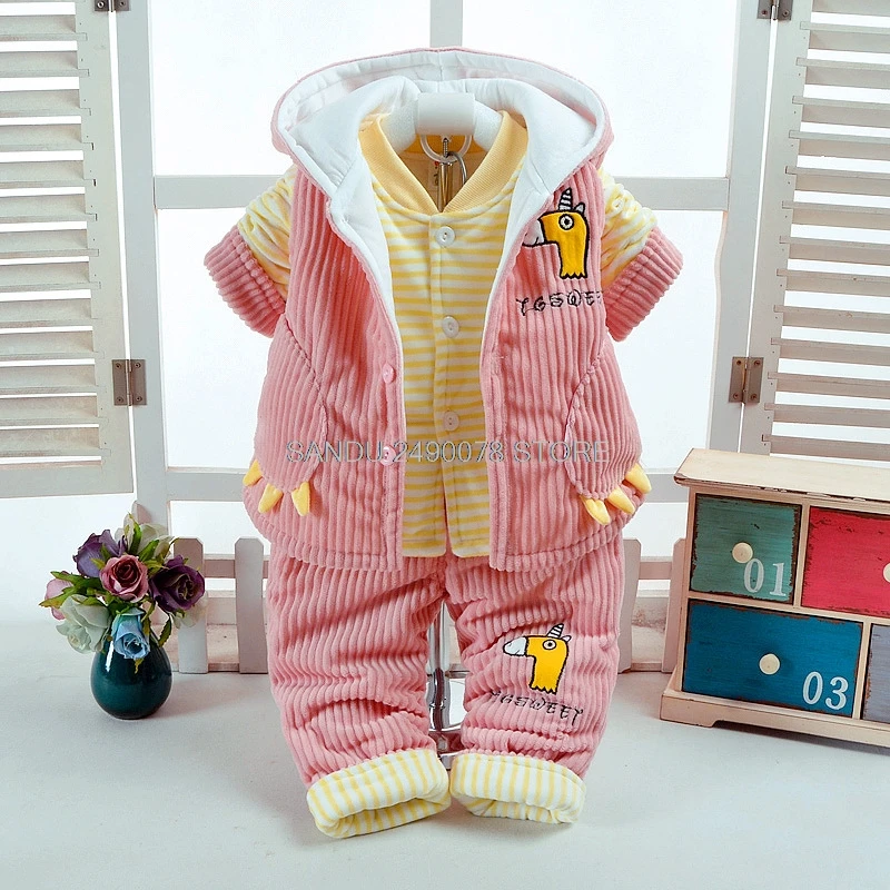 Одежда для новорожденных Комплект комбинезон для мальчиков, для малышей, для девочек плотные теплые комбинезоны, для детей, Пижама для новорожденных; вельветовые Фланелевое пальто+ рубашка+ Штаны 3 предмета в комплекте