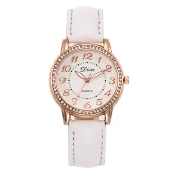 

New Fashion Diamond Golden Rim Casual Quartz Leather Band Relogio Feminino reloj mujer montres femme Valentine Gift Lover Watch