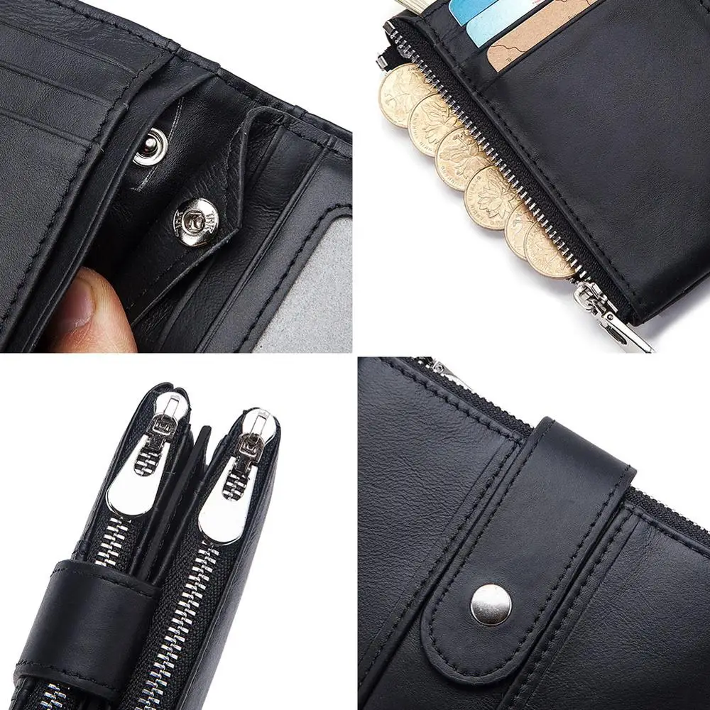 GZCZ мужской кошелек из натуральной кожи модные маленькие мужские бумажники-зажимы для денег мужской кошелек на молнии Poucht Rfid кошелек Portomonee
