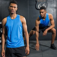 Спортивный топ Для мужчин тренажерный зал рубашка без рукавов сжатия баскетбольная майка Летние сетчатые Фитнес Велоспорт жилеты для бега