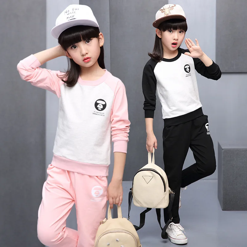

Children's Garment New Pattern Autumn Child Suit Girl Spring And Autumn Two Pieces Elastic Force Long Sleeve Suit 2 Pieces Kids